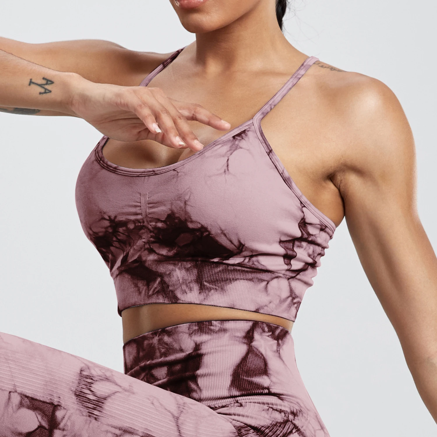 Women Tie Dye Yoga Sports Bra Small Strap Underwear Bra For Workout Running Gym Fitness Women's Activewear