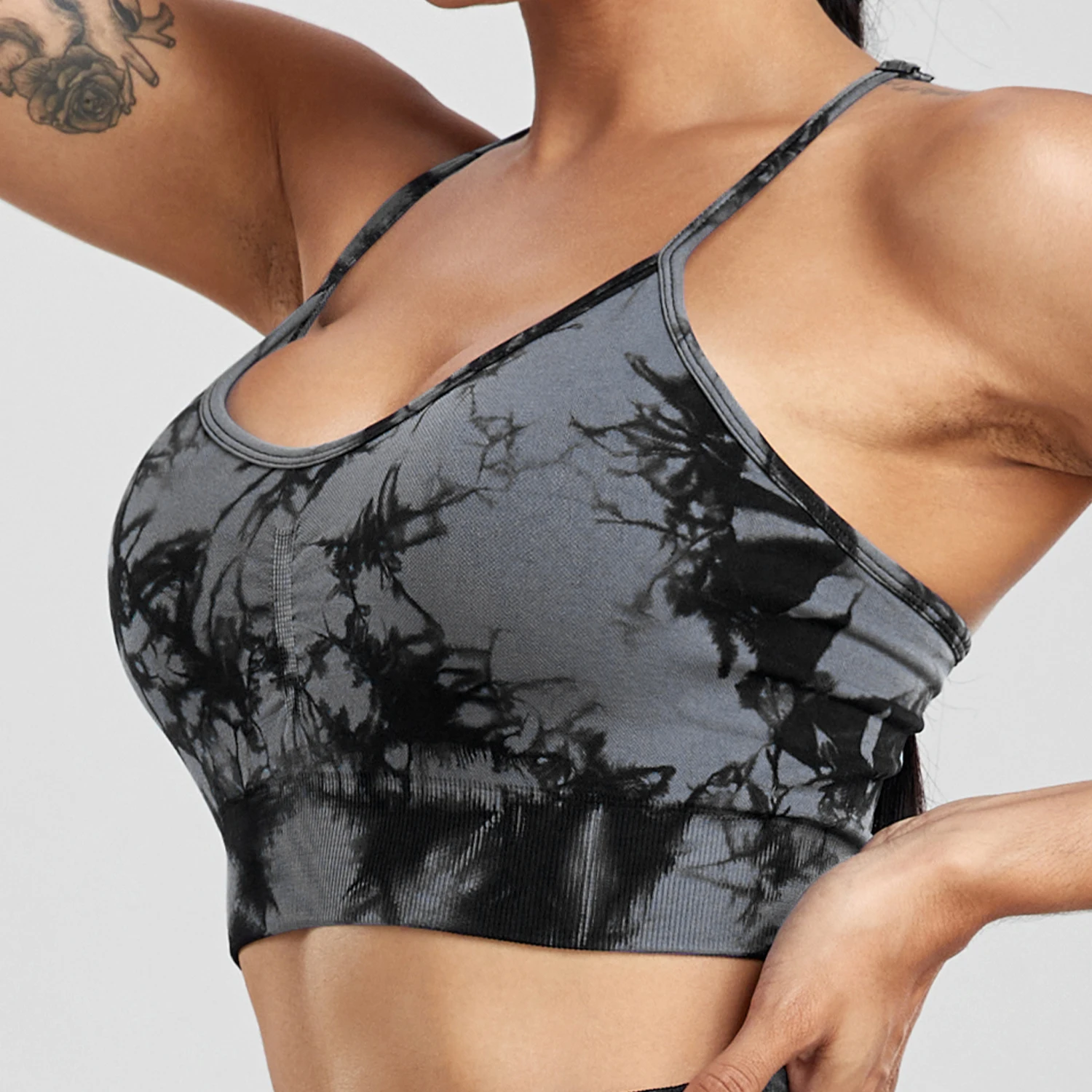 Women Tie Dye Yoga Sports Bra Small Strap Underwear Bra For Workout Running Gym Fitness Women's Activewear