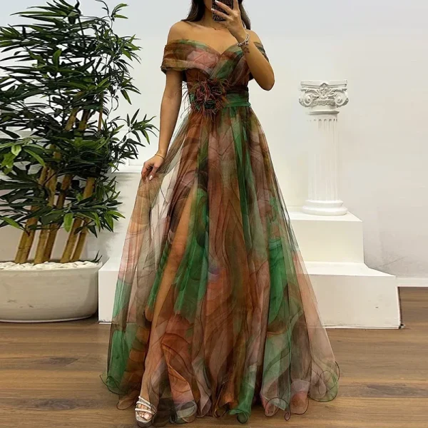 Pleats Long Dresses Tie Dye Strapless - Image 6