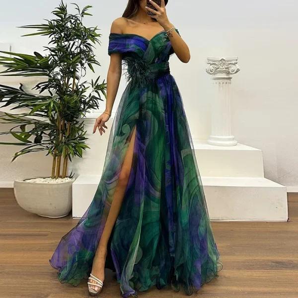 Pleats Long Dresses Tie Dye Strapless - Image 3