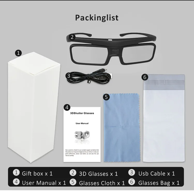 Active Shutter DLP Link 3D Glasses Most Compatible VR Hardware with Acer ViewSonic BenQ Vivitek Optoma Panasonic 3D Projectors - Image 20