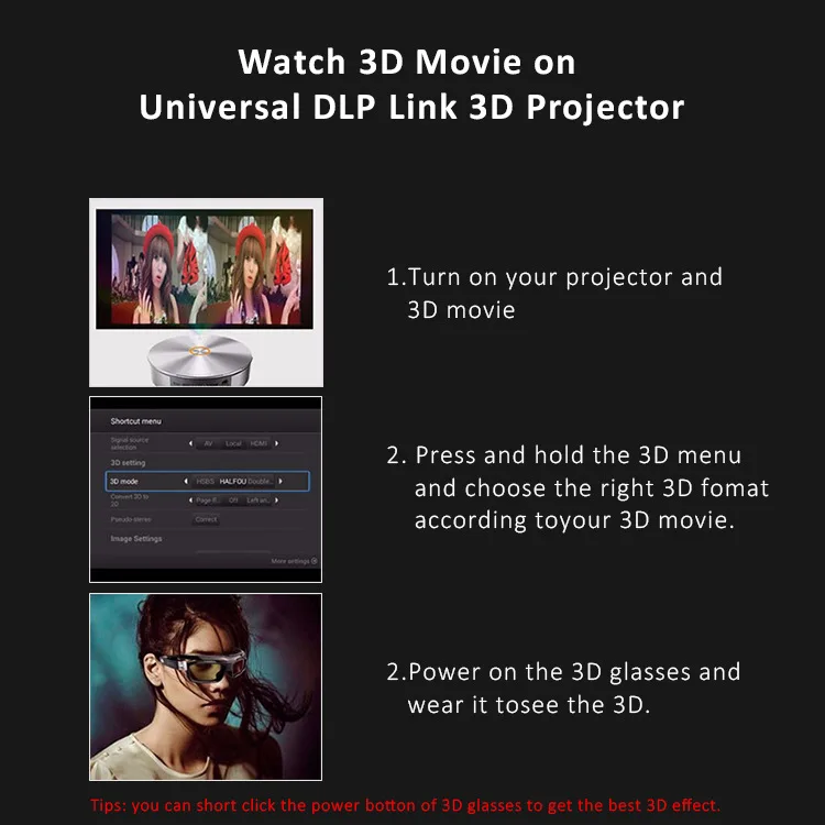 Active Shutter DLP Link 3D Glasses Most Compatible VR Hardware with Acer ViewSonic BenQ Vivitek Optoma Panasonic 3D Projectors - Image 15